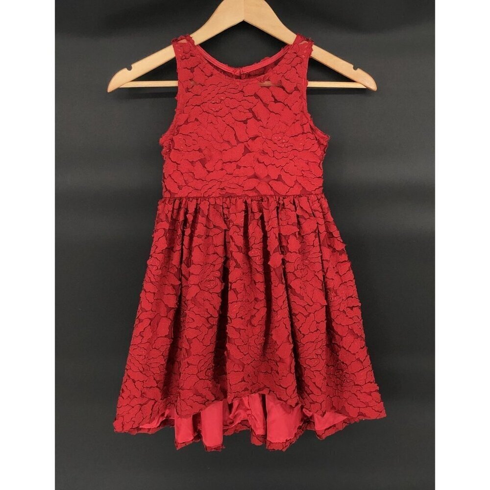 Chasing Fireflies Red Leaf Applique Sleeveless Party Dress Girls 6 Flower Girl